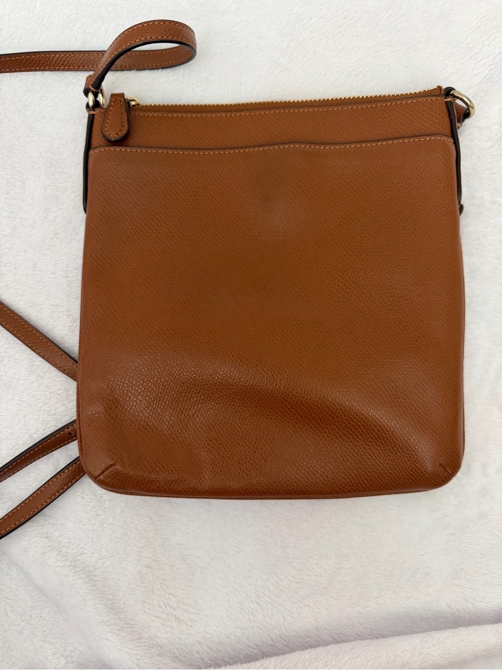Coach Tan Pebbled Leather Slim Crossbody with Gold Logo - Picture 2 of 4